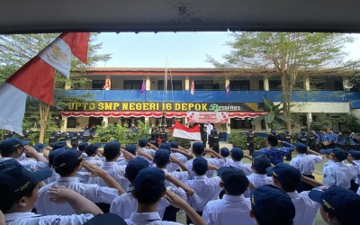 Upacara Bendera HUT ke-81 Kemerdekaan RI di UPTD SMPN 16 Depok